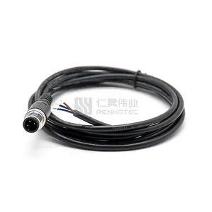 Threaded 3 Pin Male Straight PVC PUR Extension M12 Sensor Cable
