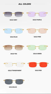 <span class=keywords><strong>Lunettes</strong></span> de soleil de luxe personnalisées, petites <span class=keywords><strong>lunettes</strong></span> de soleil rectangulaires <span class=keywords><strong>tendance</strong></span> femmes hommes <span class=keywords><strong>lunettes</strong></span> de soleil sans monture - Product Image 4