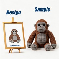 Leehom Gorille assis en amigurumi crocheté à la main, peluche en coton, décoration de chambre d'enfant adaptée aux enfants