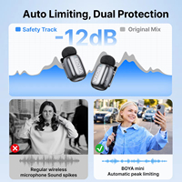 Mikrofon Lavalier Nirkabel BOYA Mini 2 dengan Peredam Kebisingan AI, Mini Mic untuk iPhone 6-14/15-17, Ponsel Android USB-C, Perekaman Video
