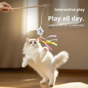 Klasik Hayvan Cenneti Serisi Peluş Ahşap Kedi Oyun Çubuğu Tüy Çanlı Kendi Kendine Eğlence Sağlayan Çevre Dostu Kedi Oyuncağı Sınır Ötesi - Product Image 1