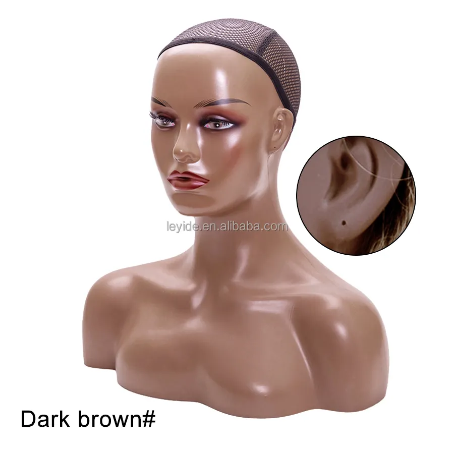 Female Wig Upper Body PVC Female Maniquines Heads with Shoulders for Women Wigs Display