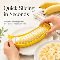 Snelle verzending, handmatige bananen snijder, fruit snijder, uniforme snijder, bananen snijgereedschap, keuken gadget voor ontbijt, salade, dessert