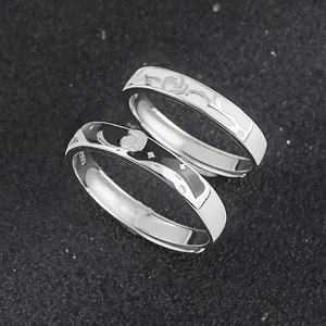 Wholesale 925 Sterling Silver Couple <b>Ring</b> High Polish Plain Jewelry for Wedding Engagement or Party <b>Adjustable</b> <b>Size</b> - Product Image 2
