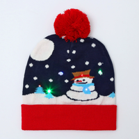 Cappello Natalizio in Acrilico Lavorato a Maglia Personalizzato con Luci LED, Cappello di Babbo Natale Luminoso per Adulti e Bambini