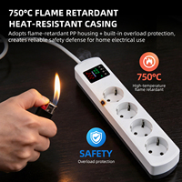 Multiprise avec compteur d'énergie à affichage numérique, rallonge EU Schuko 4 voies avec ports de charge USB C et USB A et minuterie