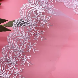 Abbigliamento poliestere ricamo in seta leggera tessuto in rete metallica tenda in pizzo accessori per abiti da sposa codice a barre in pizzo solubile in acqua