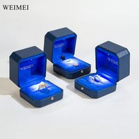 WEIMEI PU Leder Schmucks cha tulle LED Licht Ohrring Ring Lagerung anpassbar