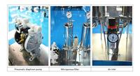 Unité de microfiltration à double chambre en acier inoxydable Henwi, chariot filtrant portable avec pompe pneumatique et manomètres
