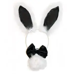 Easter Bunny Ears Headband Bow Tie and Tail Set Hen Night Party Fancy Dress Cosplay Costume Accessories Supplies