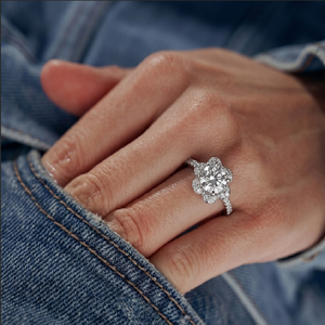 Flower Shape 18K Solid White Gold Diamond Engagement Ring Pave Setting Women's Classic Fine Jewelry Solitaire Semi Mount - Product Image 3