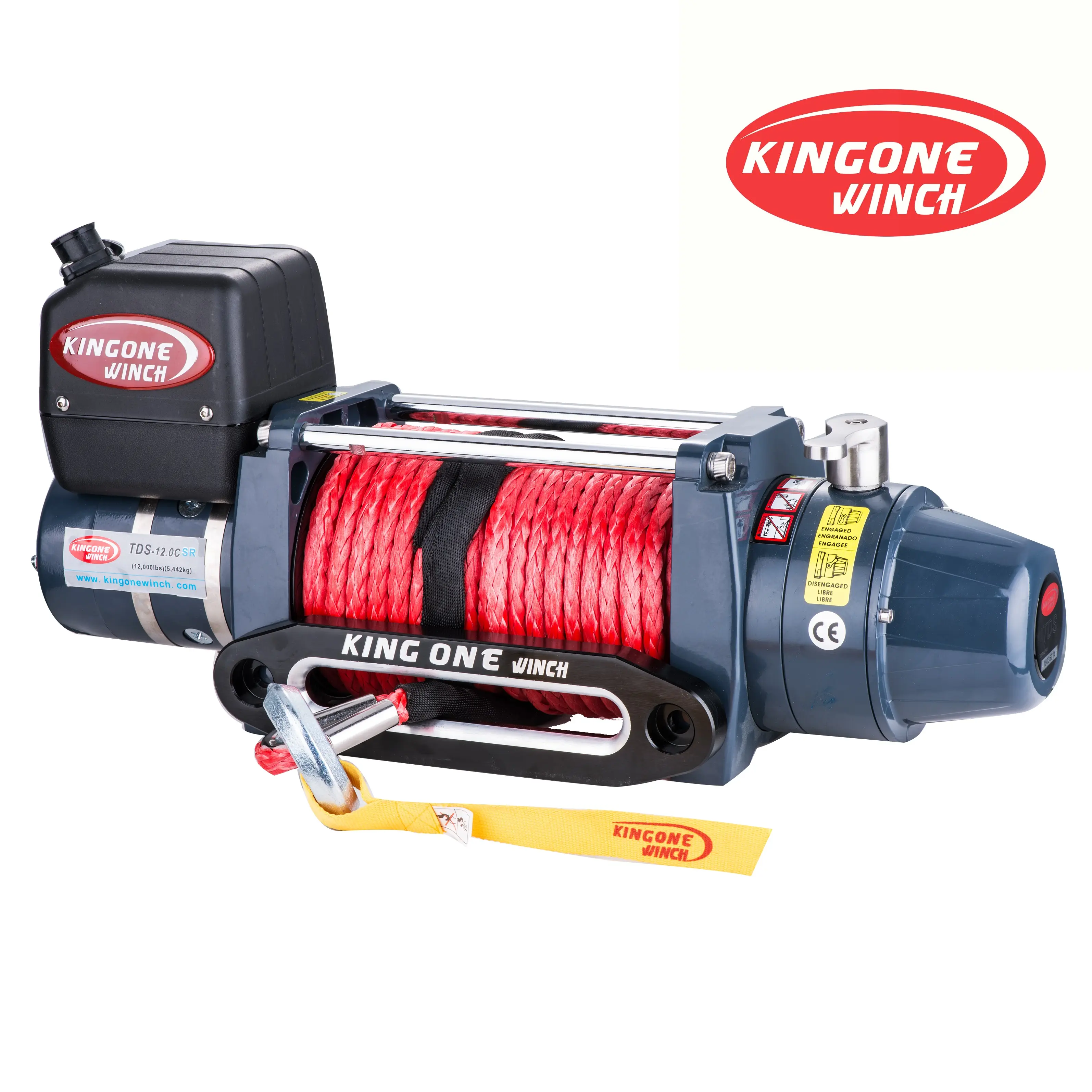 KINGONE WINCH 12v and 24v Synthetic Rope 12000lbs Off-road 4x4 Electric Winch for SUV, jeep and car