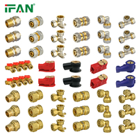 IFAN OEM ODM Raccords de Compression en Laiton Jaune Forgé 1/2" 3/4" 1" pour Tuyaux PEX AL PEX Gaz Eau – Manchon, Adaptateur, Douille, Coude, Té