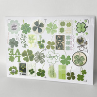 Pegatinas de Trébol de Cuatro Hojas de Cristal, Pegatinas Transparentes de PET, Amuleto de la Suerte, Pegatinas Decorativas para Scrapbooking y Diario