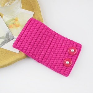 Bandeau tricoté à boutons de perles pour femme, chaud et large, protège-oreilles, accessoire de mode pour <span class=keywords><strong>cheveux</strong></span> - Product Image 6