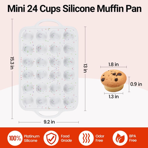 MUYULINS Factory 24-cup LFGB non-stick BPA Free metal reinforced frame mini <b>silicone</b> cupcake pan American cake tin <b>baking</b> mold - Product Image 6