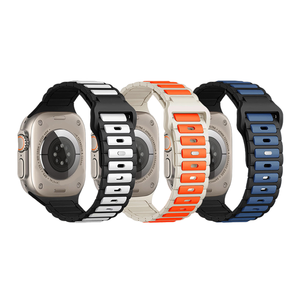 Double 3D Silicone Ocean Watch band Soft <b>strap</b> Carved Wristband Rubber For Apple ultra 49 46 45 42 40 mm Series Adjustable NEW - Product Image 1