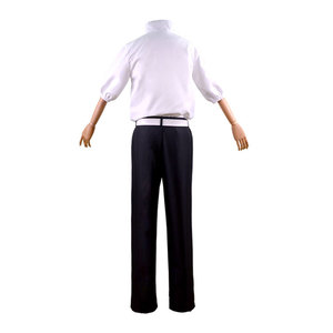 Camisa de popelina blanca de manga corta para hombre Saint Vida con pantalones negros y cinturón, conjunto para uniformes de restaurante - Product Image 2