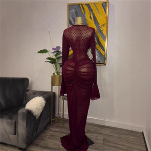 Abito Lungo da <span class=keywords><strong>Donna</strong></span> con Maniche a Campana, Rete a Pois Trasparente e Fodera, <span class=keywords><strong>Vestito</strong></span> Elegante per Feste di <span class=keywords><strong>Compleanno</strong></span> 2026 - Product Image 3