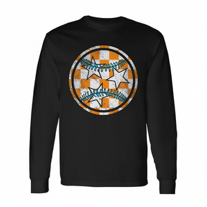 Camiseta de manga larga de béisbol y softbol de Tennessee con diseño de estrella a cuadros naranja - Product Image 2