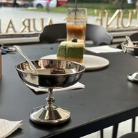 Tasses à crème glacée bols à Sundae verres à Led plat à Dessert en acier inoxydable moderne pour la fête d'anniversaire refroidisseur de luxe