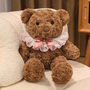 Peluche Ours en Peluche Cartoon avec Nœud Floral, en Tissu Feutre Flanelle Ultra Doux, Poupée Apaisante Anti-Stress pour Fête - Product Image 2