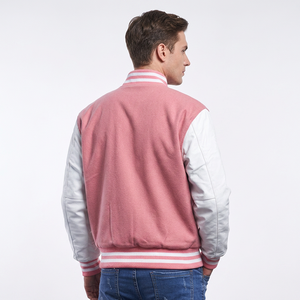 Chaqueta Varsity Rosa para Hombre con Mangas Blancas, Antibacteriana, Transpirable, de Secado Rápido, Tela de Lona, Ropa de Invierno Urbana 2027 - Product Image 5