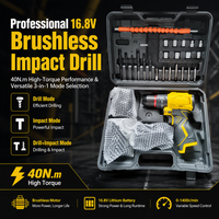 Perceuse à percussion sans fil 16,8 V sans balais, couple élevé 40 Nm, marteau perforateur électrique, mandrin auto-serrant 10 mm, outil électrique à batterie lithium OEM