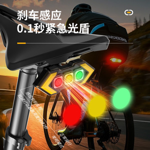 Luz Trasera LED para Bicicleta con Señales de Giro Rojas, Verdes y Amarillas, Indicador Izquierdo y Derecho, para Ciclismo Nocturno, 3W, 300mAh, W5 - Product Image 2