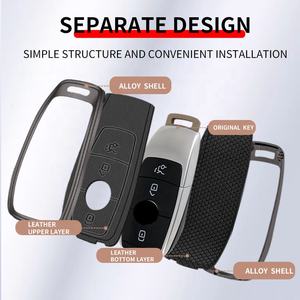 Funda para <span class=keywords><strong>llave</strong></span> de coche de cuero metálico recién llegado de alta calidad - Product Image 4