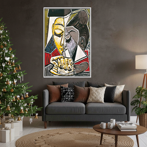 Printed <b>Canvas</b> Artwork: Picasso 'Tete Dune Femme Lisant' Boho Decor,WHITE <b>FRAMED</b> <b>CANVAS</b> - Product Image 3