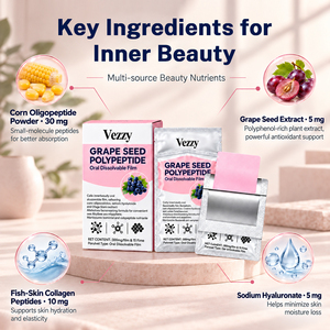 Tiras Orales de Polipéptidos de Semilla de Uva, Colágeno, Ácido Hialurónico, Productos de Belleza, Antioxidantes, Suplemento Nutricional para la Piel - Product Image 5