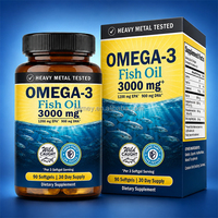 Complément d'Oméga 3 Haute Puissance en Capsules – Acides Gras Essentiels DHA EPA Huile de Poisson Oméga-3 3000mg Gélules Molles pour Femmes et Hommes
