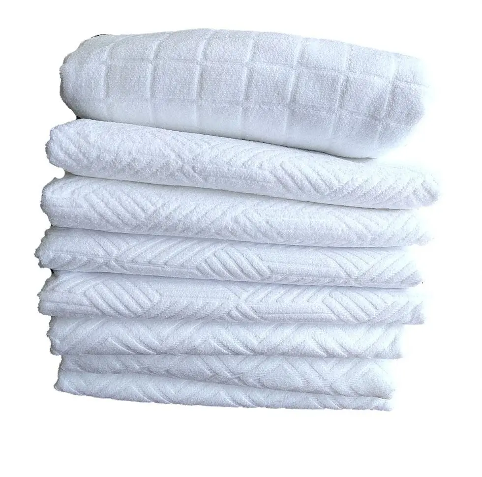 Fornitori della cina asciugamani musulmani goffrati in microfibra set di asciugamani bianchi ihram hajj