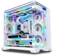 Boîtier d'ordinateur de jeu LianLi O11 VISION COMPACT blanc compatible ATX avec connexion arrière ; Livré avec deux panneaux : verre et maille