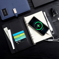 Carnet personnalisé avec logo, chargeur sans fil, en cuir, avec clé USB sans fil, cadeau d'affaires