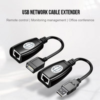 USB 2.0 RJ45 LAN uzatma genişletici adaptörü bükümlü çift Cat5/Cat5e/Cat6 kablo PVC ceket kombinasyonu siyah renk stok