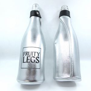 RYO Custom Logo Reusable Neoprene Insulated Wine Cooler Bag 750ml Zipper Closure Metallic Design Drink Cup Sleeve <b>Bottle</b> Stylish - Product Image 4