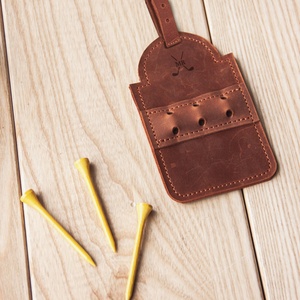 Custom Logo Genuine Leather Golf Tee Holder with Tag Golf Tees <b>Hook</b> to Bag Belt <b>Clip</b> Great Gift for Golf Lover - Product Image 2