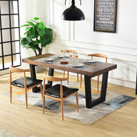 Nordique rectangulaire moderne simple table à manger et chaise combinaison table à manger rétro fer en bois massif salle à manger maison table basse