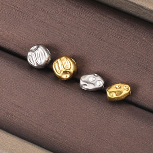 JIAYE - Cuentas espaciadoras de metal texturizado de acero inoxidable chapadas en oro personalizadas, accesorios para la fabricación de joyas y collares DIY - Product Image 3