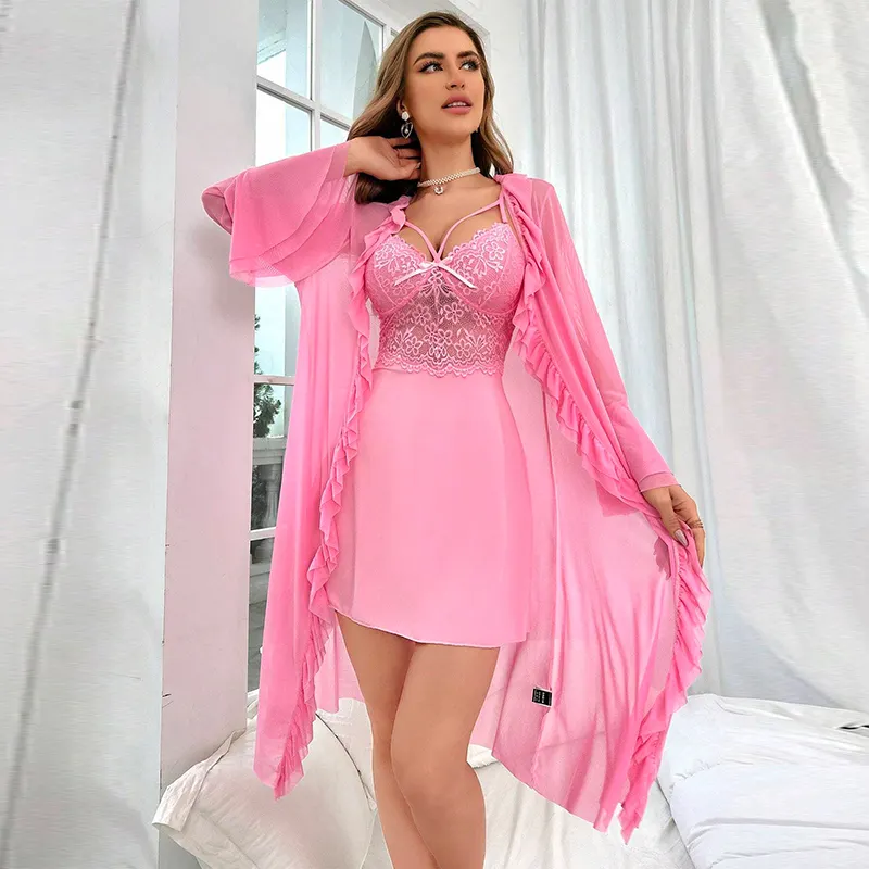 Sexy màu hồng áo ngủ tùy chỉnh ngủ nightdress đối với phụ nữ phụ nữ đêm Ăn mặc