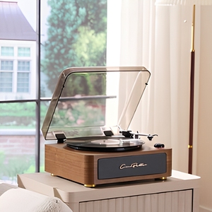 Tourne-disque rétro à double <span class=keywords><strong>haut</strong></span>-parleur D13112, décoration d'intérieur, modèle <span class=keywords><strong>de</strong></span> gramophone, capacités <span class=keywords><strong>de</strong></span> lecture <span class=keywords><strong>CD</strong></span>/DVD/VCD, portable et élégant - Product Image 1