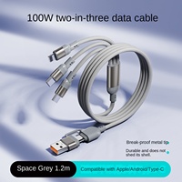 Câble USB 5-en-1 haute vitesse 100W avec blindage tressé en nylon, charge rapide 3A Type-C pour iOS, ordinateur, appareil photo