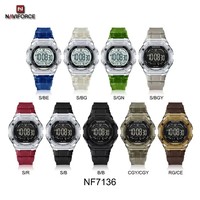 NAVIFORCE 7136 Jam Tangan Elektronik Pria Mewah Jam Tangan Tampilan Digital LED Bercahaya untuk Pria Jam Alarm Olahraga Stopwatch Tahan Air