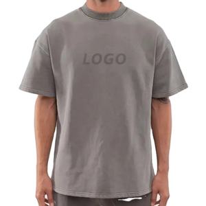 Fournisseur de t-shirts personnalisés pour hommes, 100% coton, surdimensionnés, épaules tombantes, col montant, streetwear, t-shirt vintage, lavage délavé, t-shirt ample pour hommes - Product Image 1