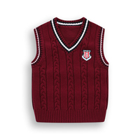 Maßgeschneiderter Pullover Schuluniform Strickweste Kinder V-Ausschnitt Zopfmuster Ärmellose Strickweste Preppy College Strick-Tanktop