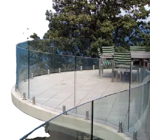 Stainless Steel Spigots Mounted 12mm Clear Tempered SGP Laminated Railing Glass Balustrade Glass