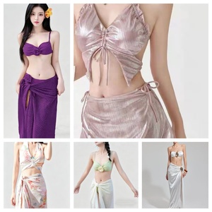 Traje de Baño Bikini Personalizado para Mujer, Traje de Baño Sheining con Falda, Secado Rápido, Transpirable, Conjunto de Tres Piezas - Product Image 4