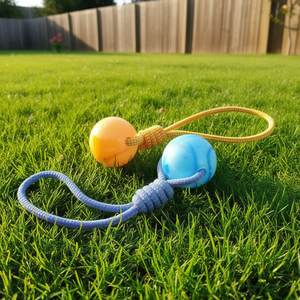 Tpr Dual Color <b>Glow</b> <b>In</b> <b>Dark</b> <b>Ball</b> With Cotton Rope 40cm For Pet <b>Dog</b> Toy - Product Image 3
